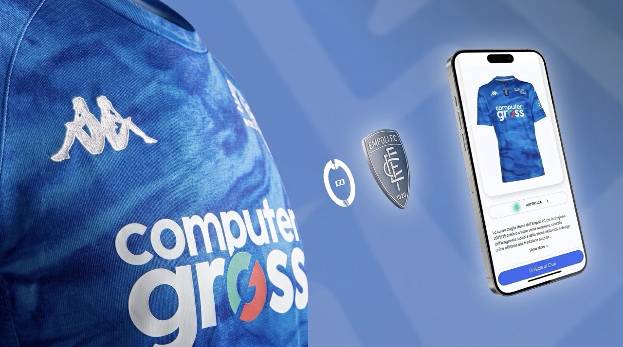 NFC smart tags with AUTHENTICA Digital Product Passport integrated into Empoli FC's official Kappa kits